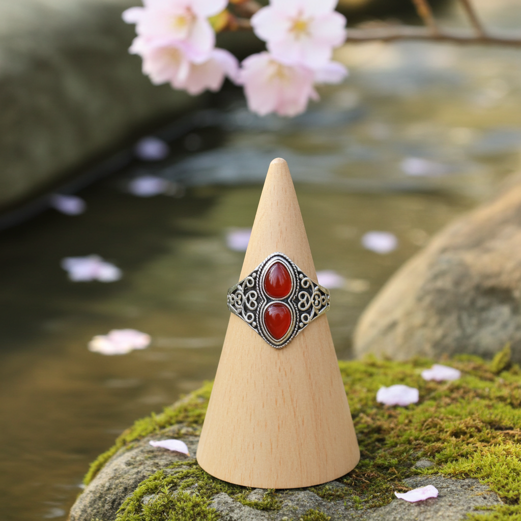 Δαχτυλίδι με Διπλή Πέτρα Καρνεόλη