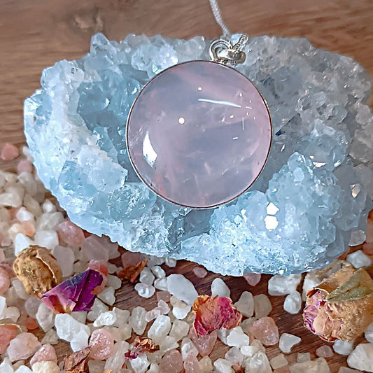 Handmade Rose Quartz Pendant – Round
