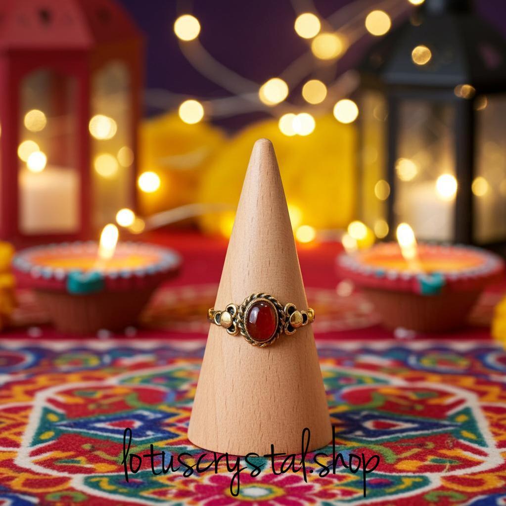 Χειροποίητο Δαχτυλίδι από Ορείχαλκο με Καρνεόλη-Lotus Crystal