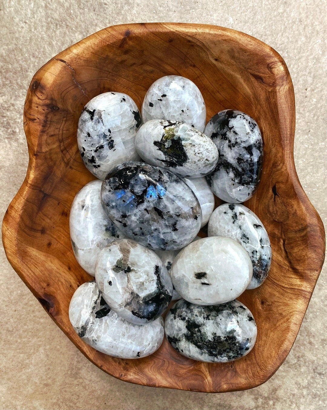 Palmstone  Rainbow Moonstone με Τουρμαλίνη