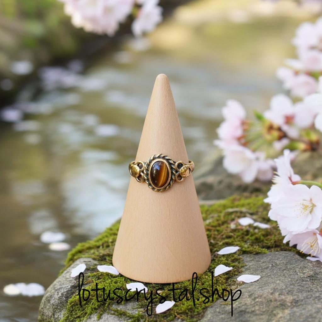 Δαχτυλίδι από Ορείχαλκο με Μάτι Τίγρη – Χειροποίητο-Lotus Crystal