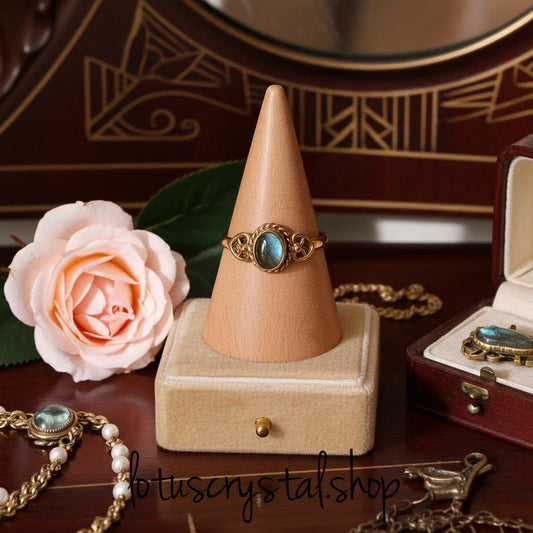 Δαχτυλίδι από Ορείχαλκο με Λαβραδορίτη – Χειροποίητο-Lotus Crystal