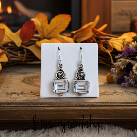 Σκουλαρίκια από Ασήμι 925 & Χαλαζία-Lotus Crystal