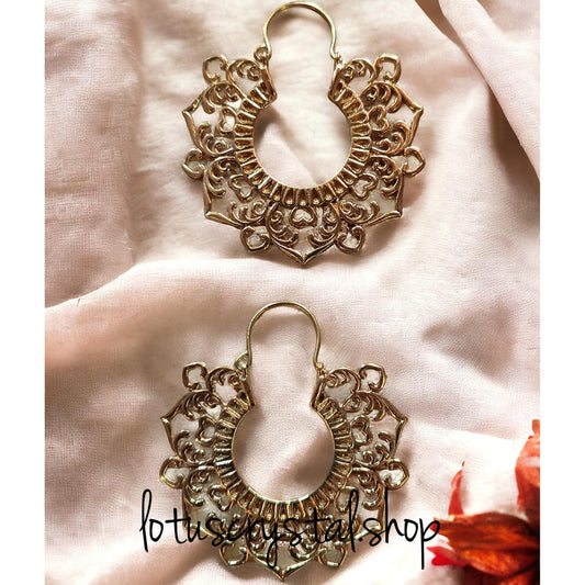 Σκουλαρίκια boho Μάνταλα-Lotus Crystal