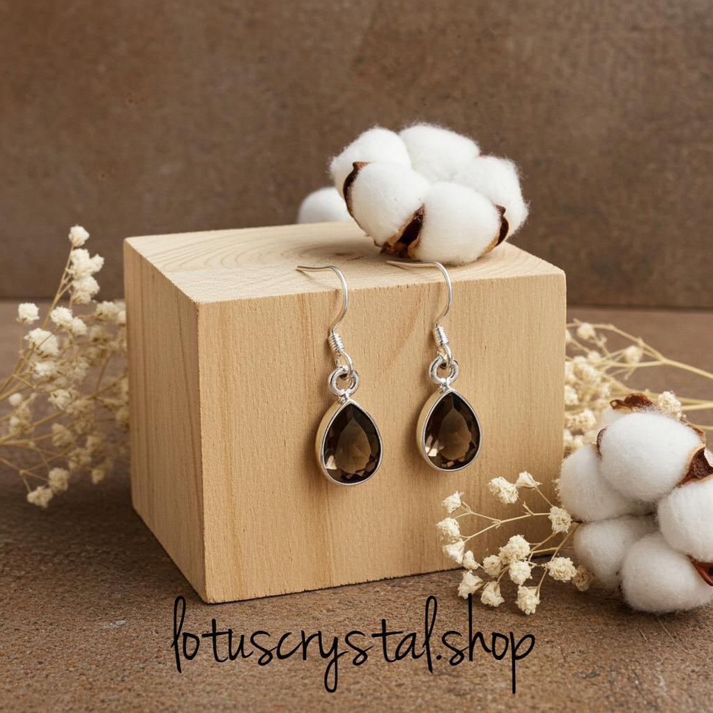 Σκουλαρίκια με Καπνία – Επιπλατινωμένο Ασήμι 925-Lotus Crystal