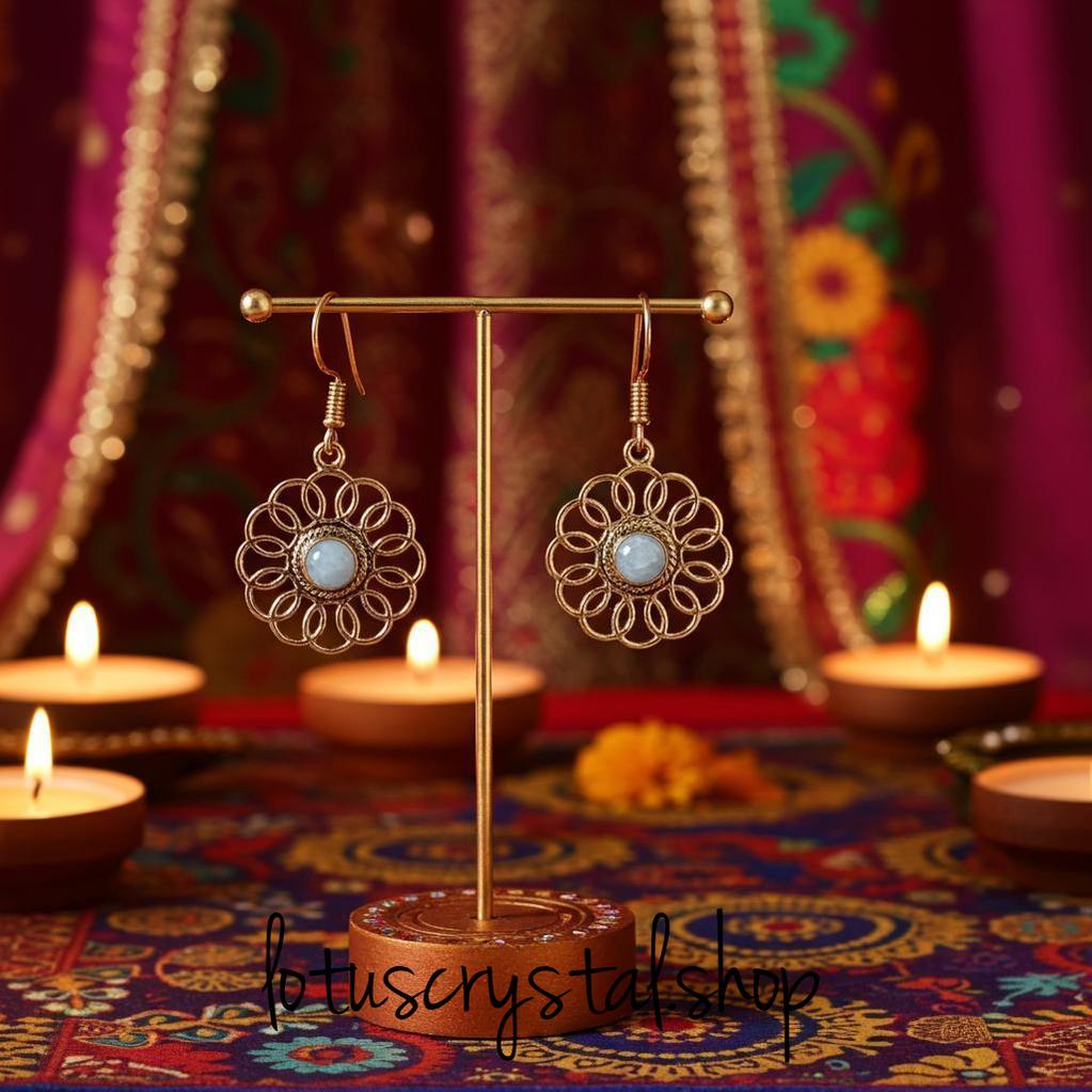 Σκουλαρίκια με Φεγγαρόπετρα – Σχέδιο Μαργαρίτα-Lotus Crystal