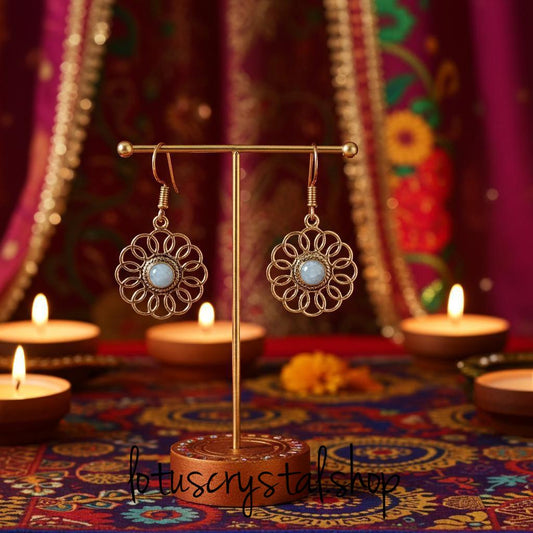 Σκουλαρίκια με Φεγγαρόπετρα – Σχέδιο Μαργαρίτα-Lotus Crystal