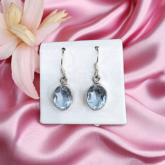 Handmade Earrings in 925 Silver &amp; Blue Topaz