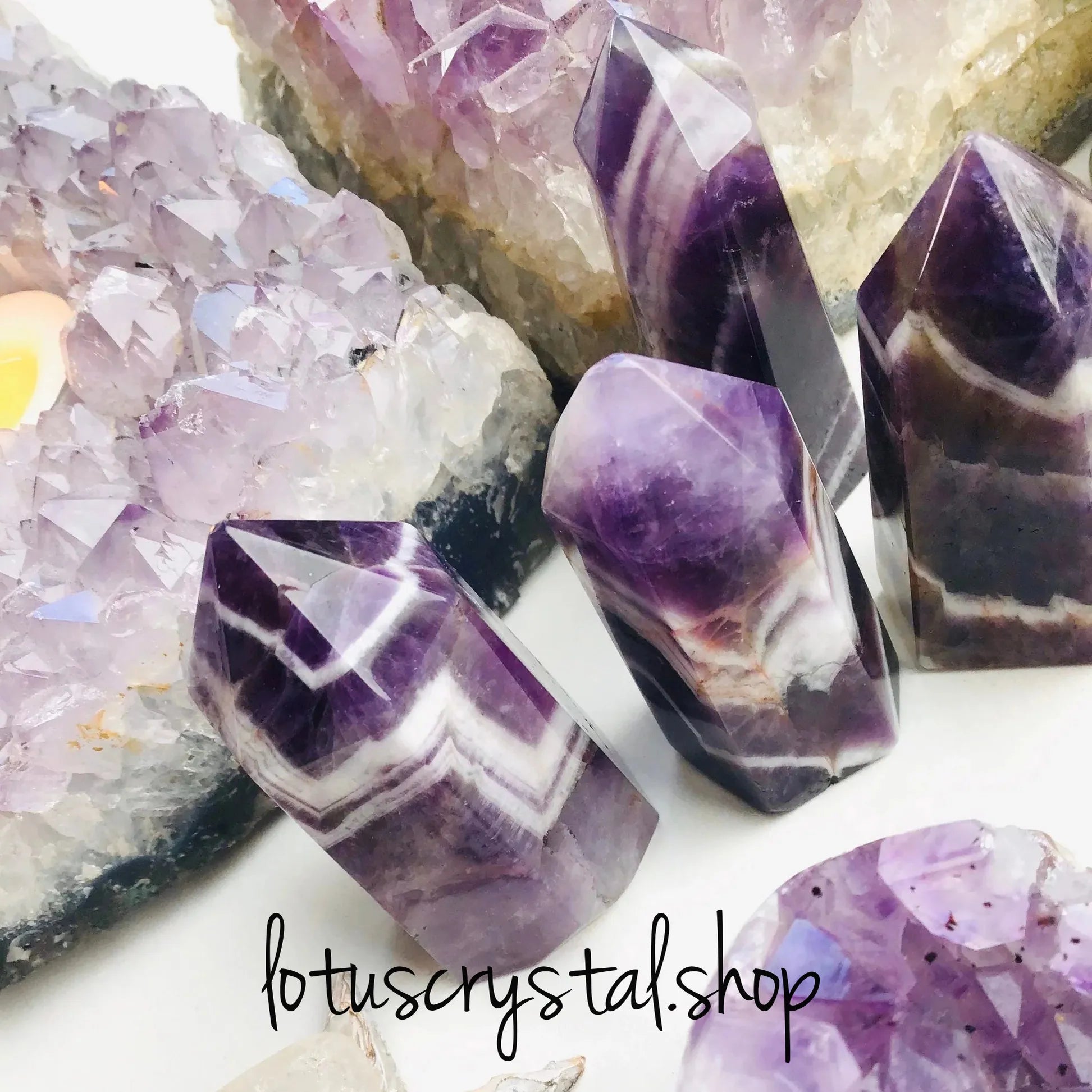 Small Point Amethyst Chevron-Lotus Crystal