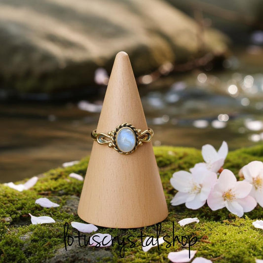 Δαχτυλίδι από Ορείχαλκο με Φεγγαρόπετρα – Χειροποίητο-Lotus Crystal